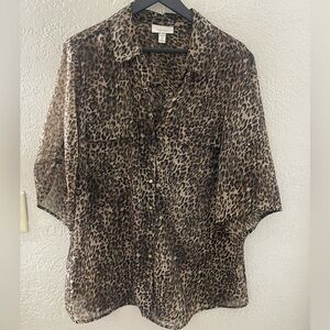 Dress Barn Animal Print Button‎ Down Shirt
